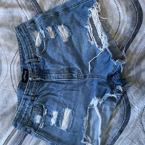 Fashion Nova Blue High-Waisted Jean Shorts